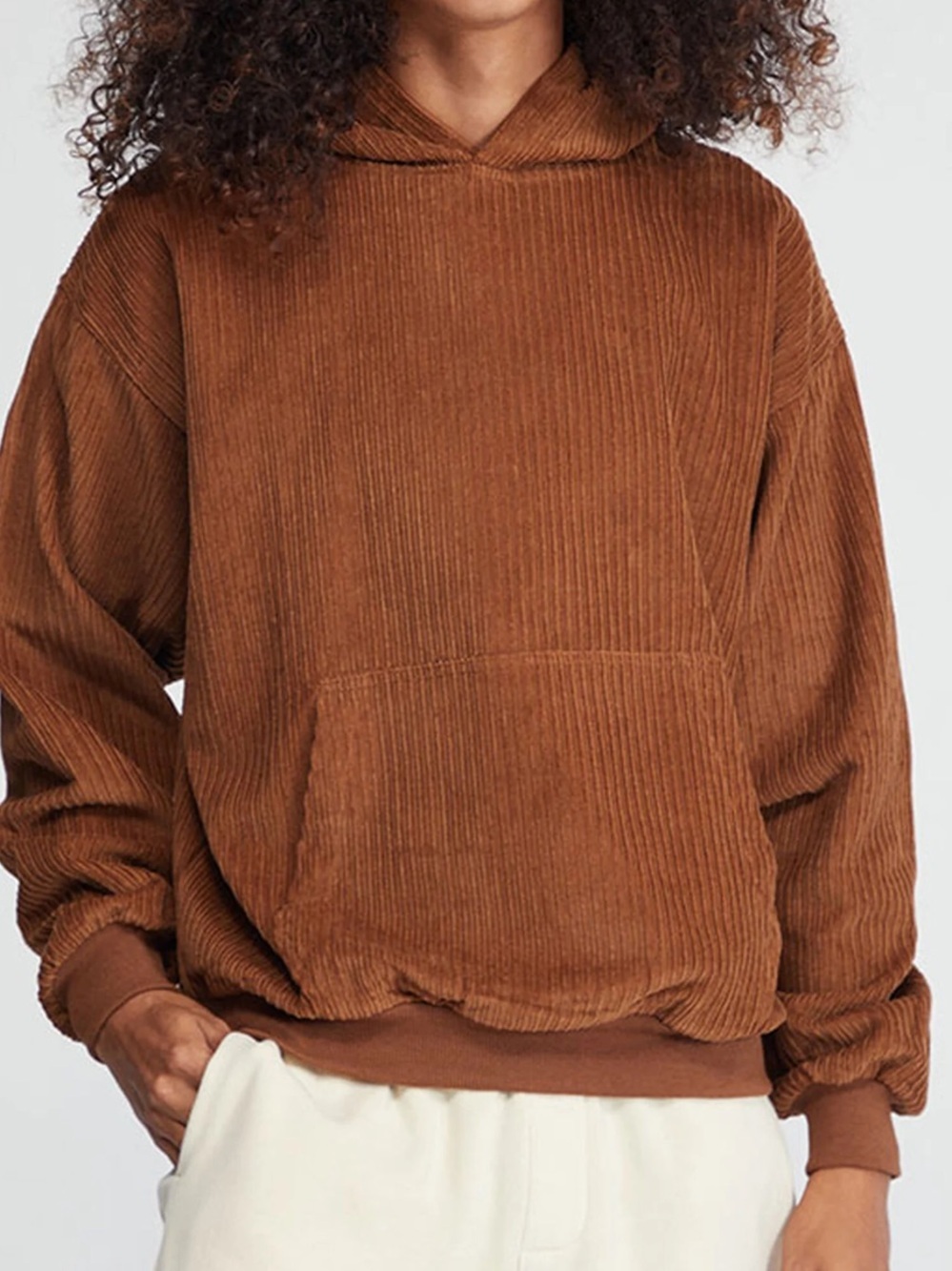 PacSun Brown Corduroy Pullover Hoodie